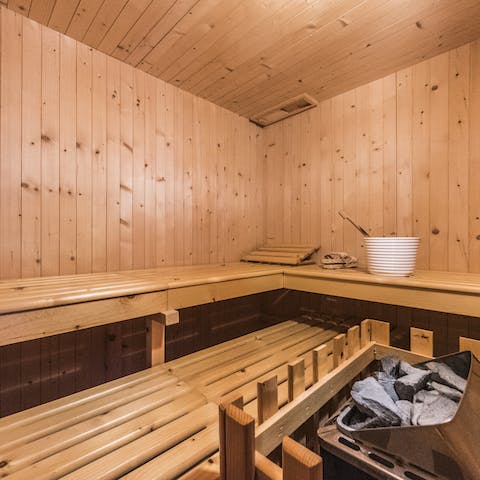 Treat yourself to a pamper session in the private sauna