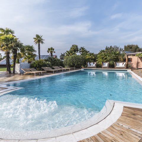 Cool down on warm afternoons with a dip in the large pool